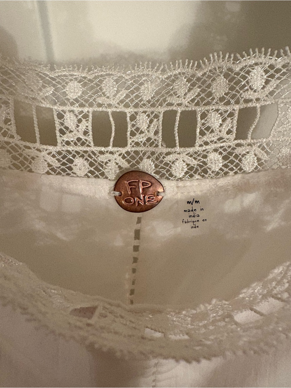 Free people Verona White Lace Trim Square-Neck Mini Dress - Picture 9 of 12